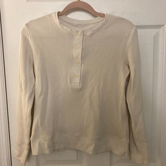 Everlane The Waffle Henley Top (Bone, Small) - Picture 3 of 4